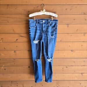 American Eagle Hi-Rise Jegging Skinny Jean Next Level Stretch Distressed 12S